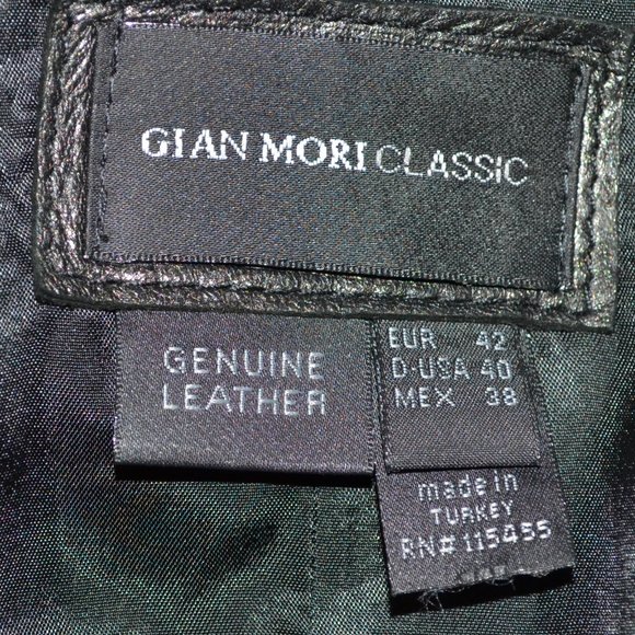 Vintage Gian Mori Black Leather Duster Jacket 42 8 - Picture 6 of 12